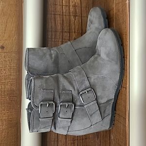 Taupe Wedge Booties